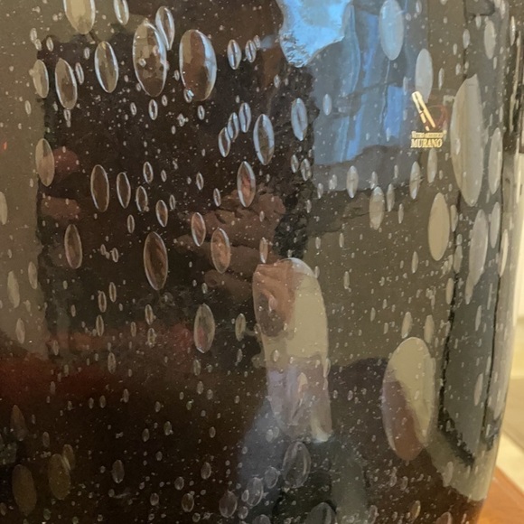 Host Pick🌟 Vetro Artistico Murano Bubble Black Oval Talk Glass Vase OOAK - Picture 5 of 8